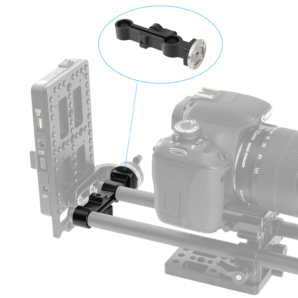 CAMVATE Standard 15mm Dual-port Rod Clamp Railblock With One-sided ARRI Rosette Connecting M6 Mount For Shoulder Mount Rig