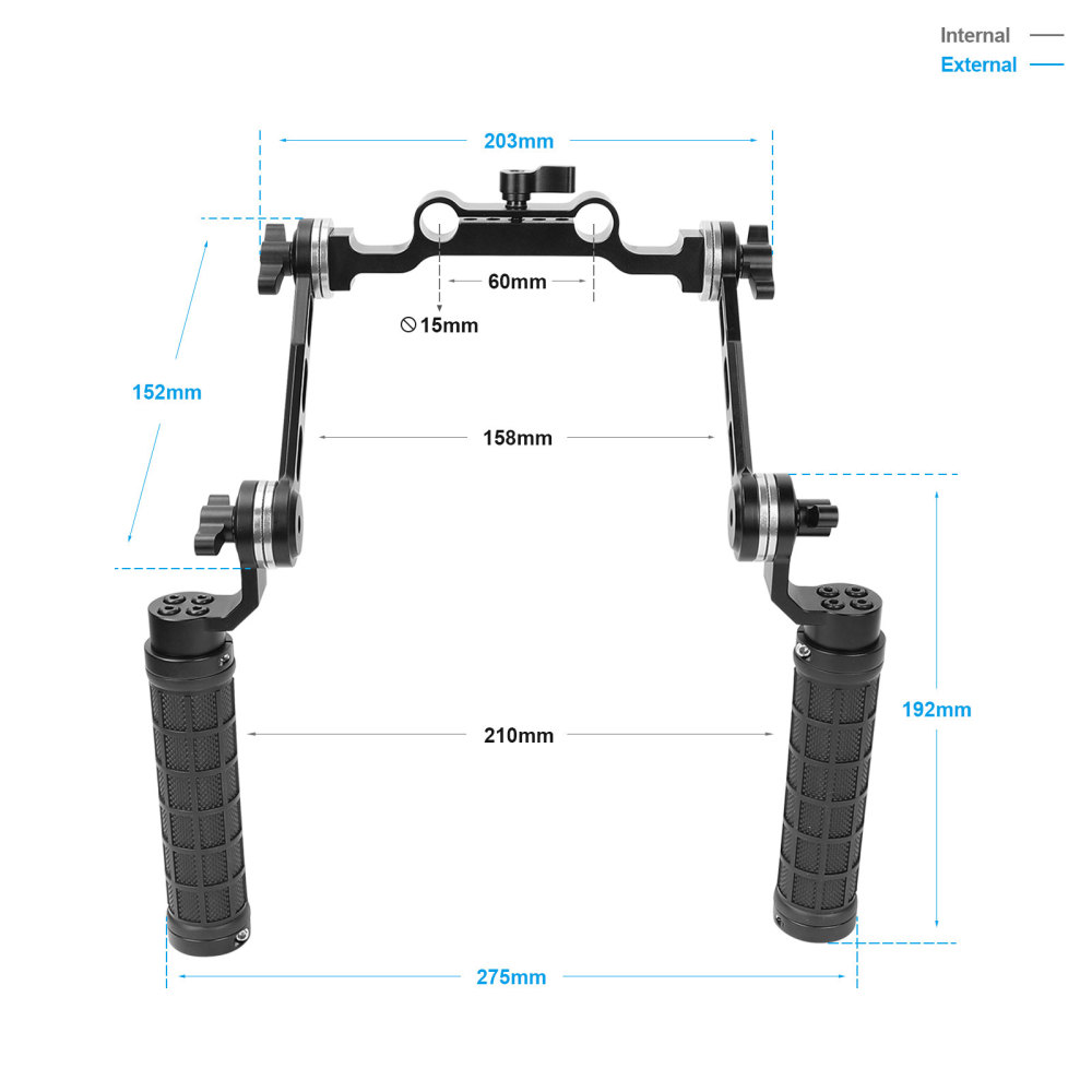 CAMVATE Adjustable ARRI Rosette Hand Grip Pair (Rubber-covered) With Magic Arm & Central 15mm Railblock Adapter For Shoulder Rig