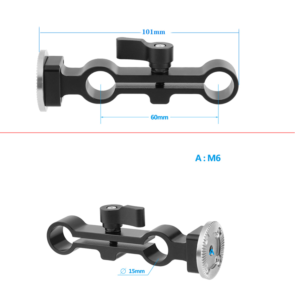 CAMVATE Standard 15mm Dual-port Rod Clamp Railblock With One-sided ARRI Rosette Connecting M6 Mount For Shoulder Mount Rig