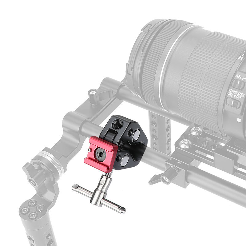 CAMVATE Super Crab Clamp With 1/4" & 3/8" Thread Holes & Red Shoe Mount