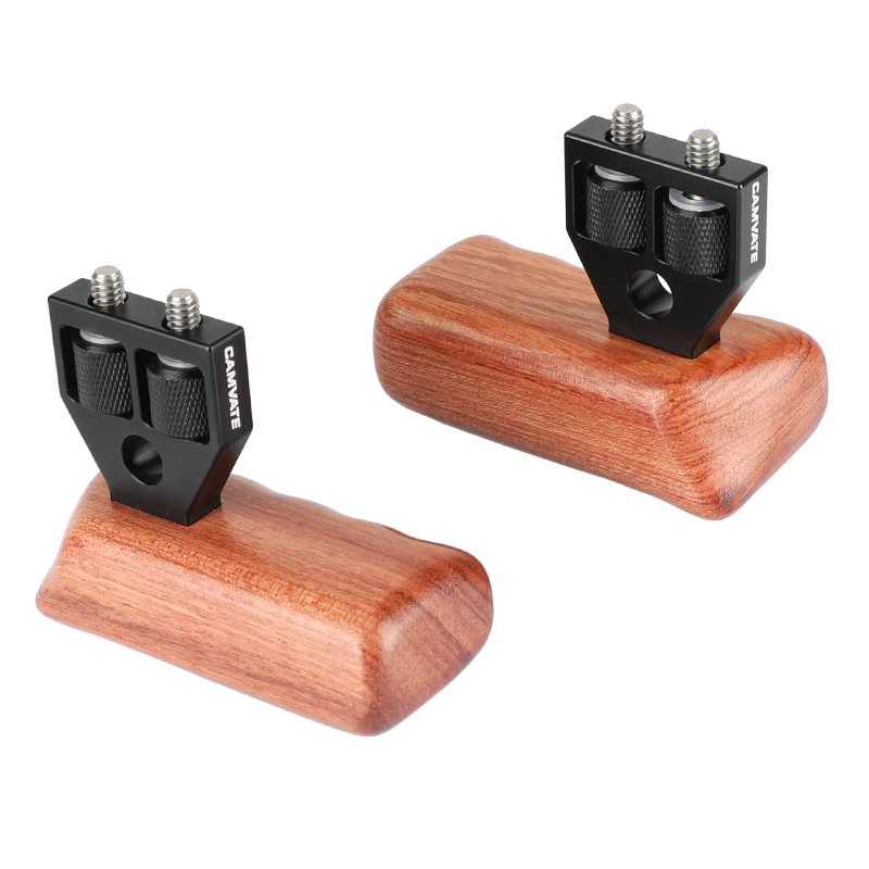 CAMVATE DSLR Wooden Handle Grip  with connector for DV Video Camera Cage (2pcs)