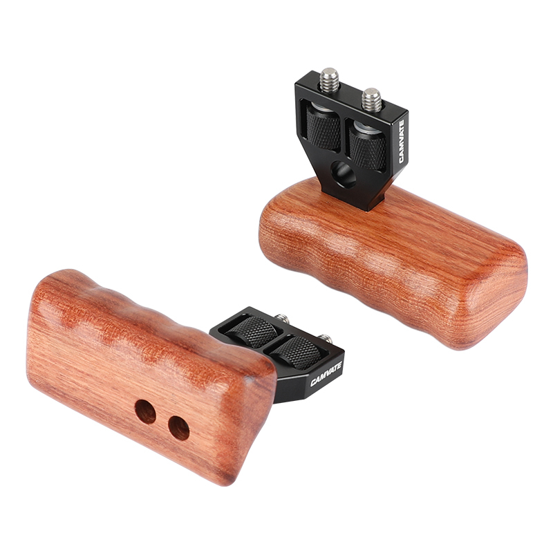 CAMVATE DSLR Wooden Handle Grip  with connector for DV Video Camera Cage (2pcs)