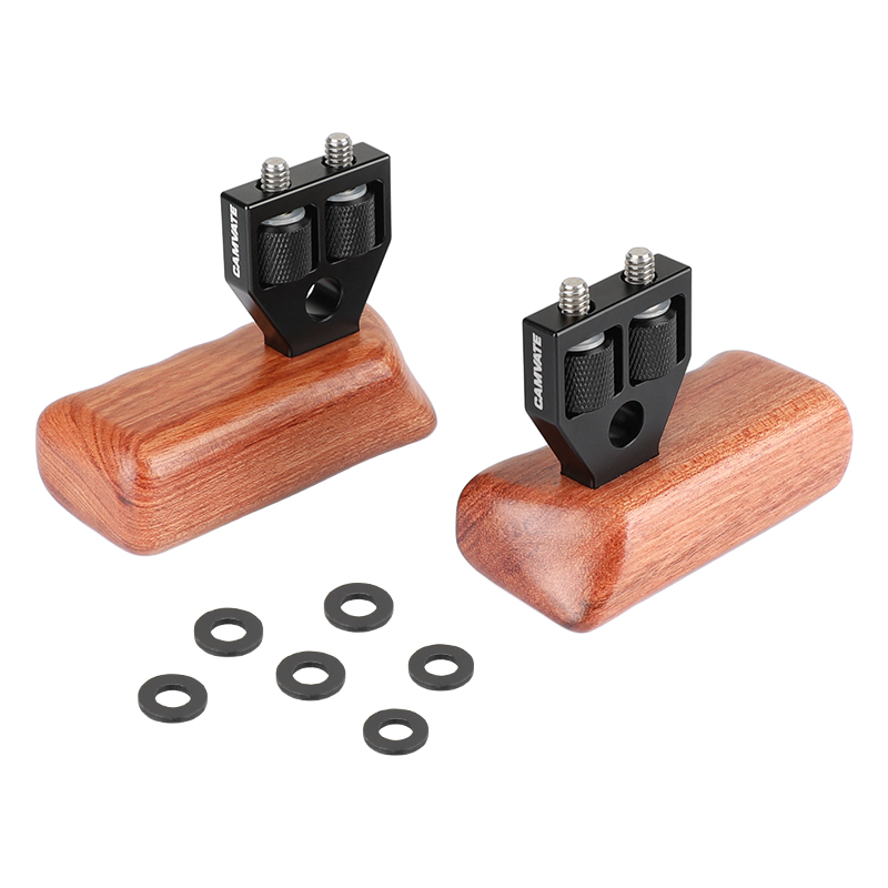 CAMVATE DSLR Wooden Handle Grip  with connector for DV Video Camera Cage (2pcs)