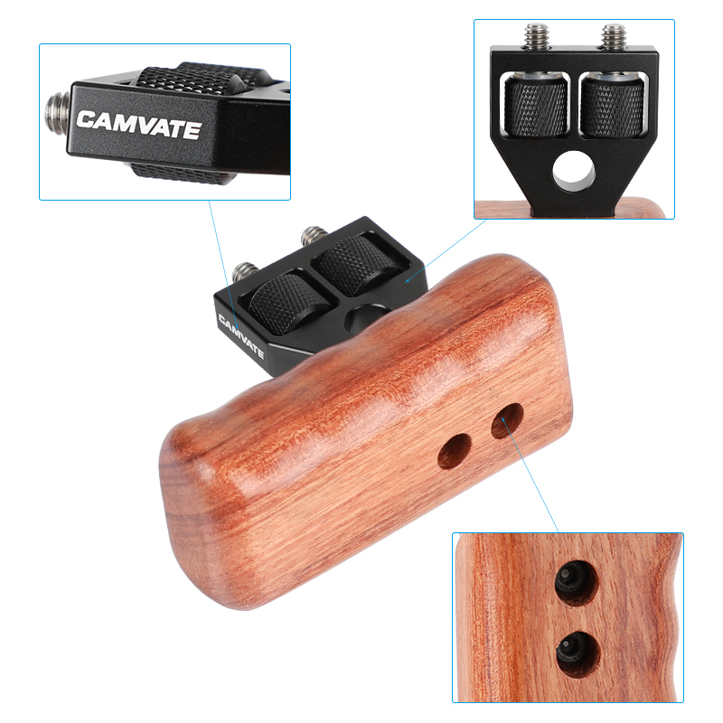 CAMVATE DSLR Wood Wooden Handle Grip Mount Support fr DV Video Cage Rig