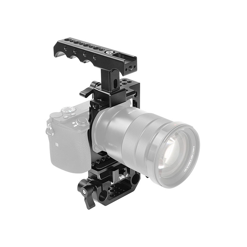CAMVATE Full Cage Kit With Manfrotto QR Plate & NATO Cheese Handle & 15mm Railblock For Sony A6000 A6300 A6400 A6500 A6600 4K Camera