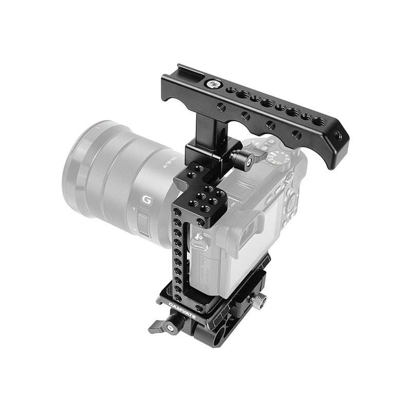 CAMVATE Full Cage Kit With Manfrotto QR Plate & NATO Cheese Handle & 15mm Railblock For Sony A6000 A6300 A6400 A6500 A6600 4K Camera