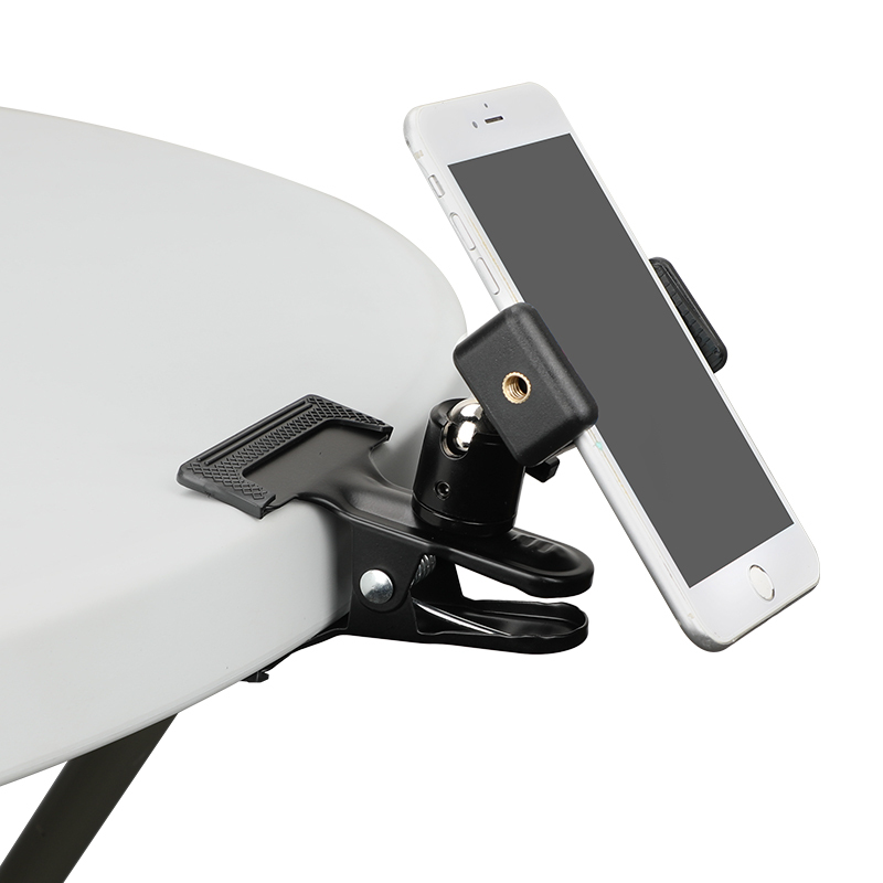 CAMVATE Heavy Duty Spring Clamp Bracket (50mm Jaw Opening) With Adjustable Ball Head Smartphone Clip