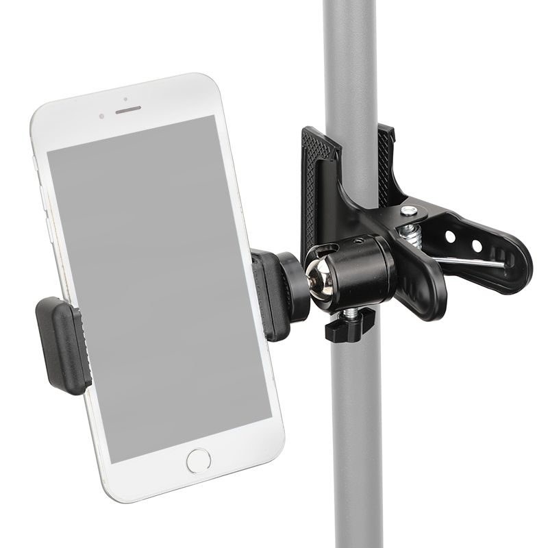 CAMVATE Heavy Duty Spring Clamp Bracket (50mm Jaw Opening) With Adjustable Ball Head Smartphone Clip