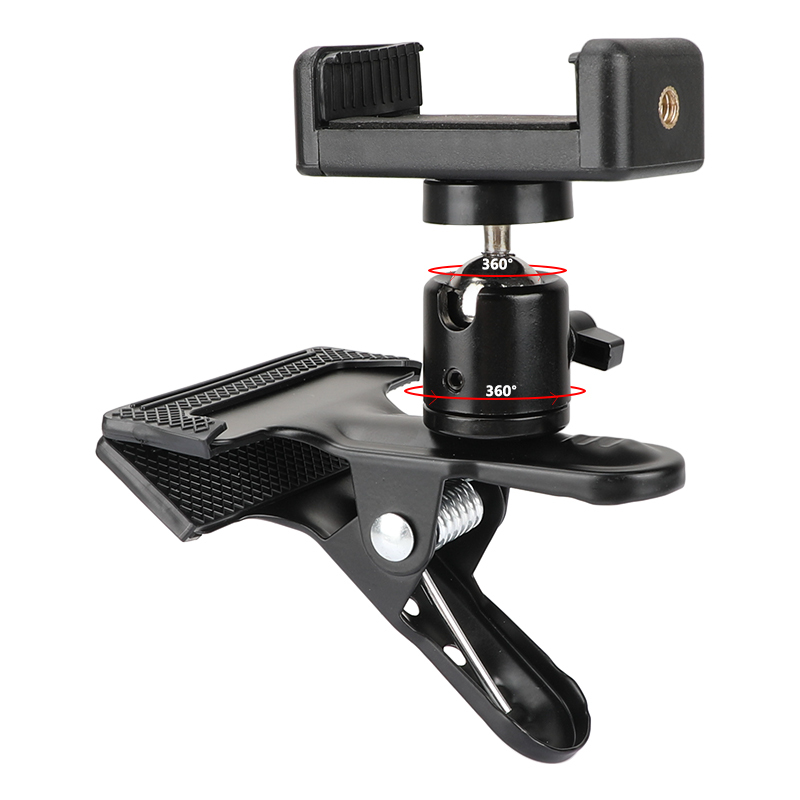 CAMVATE Heavy Duty Spring Clamp Bracket (50mm Jaw Opening) With Adjustable Ball Head Smartphone Clip