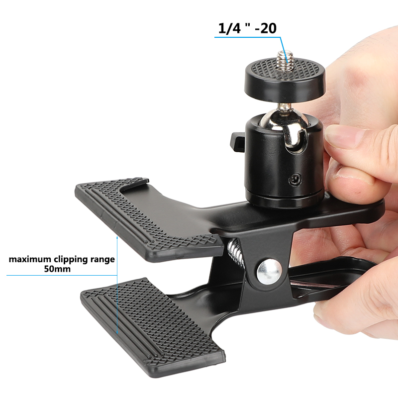 CAMVATE Heavy Duty Spring Clamp Bracket (50mm Jaw Opening) With Adjustable Ball Head Smartphone Clip
