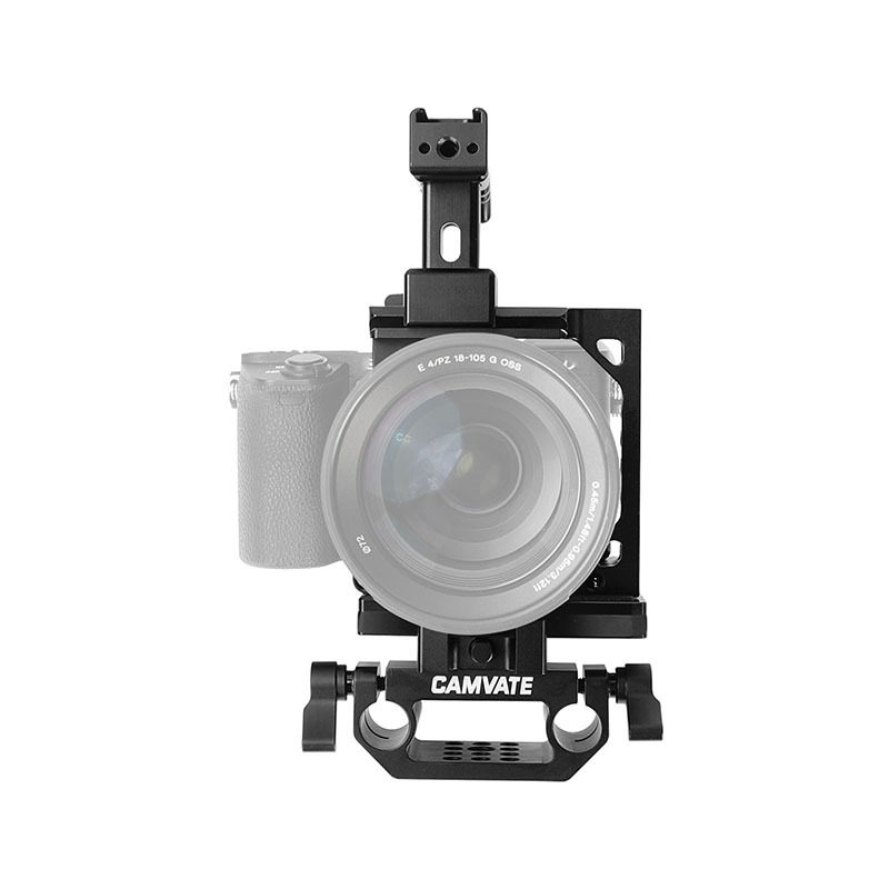 CAMVATE Full Cage Kit With Manfrotto QR Plate & NATO Cheese Handle & 15mm Railblock For Sony A6000 A6300 A6400 A6500 A6600 4K Camera