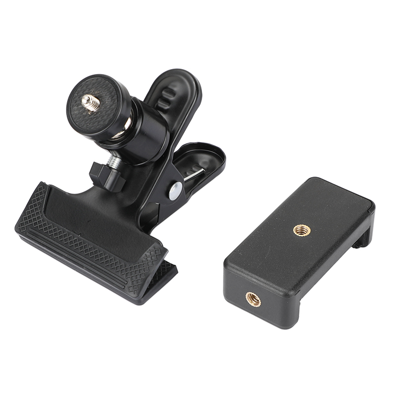 CAMVATE Heavy Duty Spring Clamp Bracket (50mm Jaw Opening) With Adjustable Ball Head Smartphone Clip