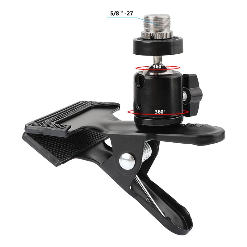 CAMVATE Multi-purpose Spring Clamp (50mm Jaw Opening) With Adjustable Ball Head 5/8"-27 Microphone Screw Adapter