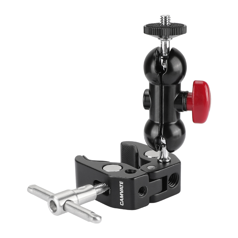 CAMVATE Pole Clamp Mount with Super Clamp and 360 degree Rotating Mini Ball Head for mini 7",8" Monitor