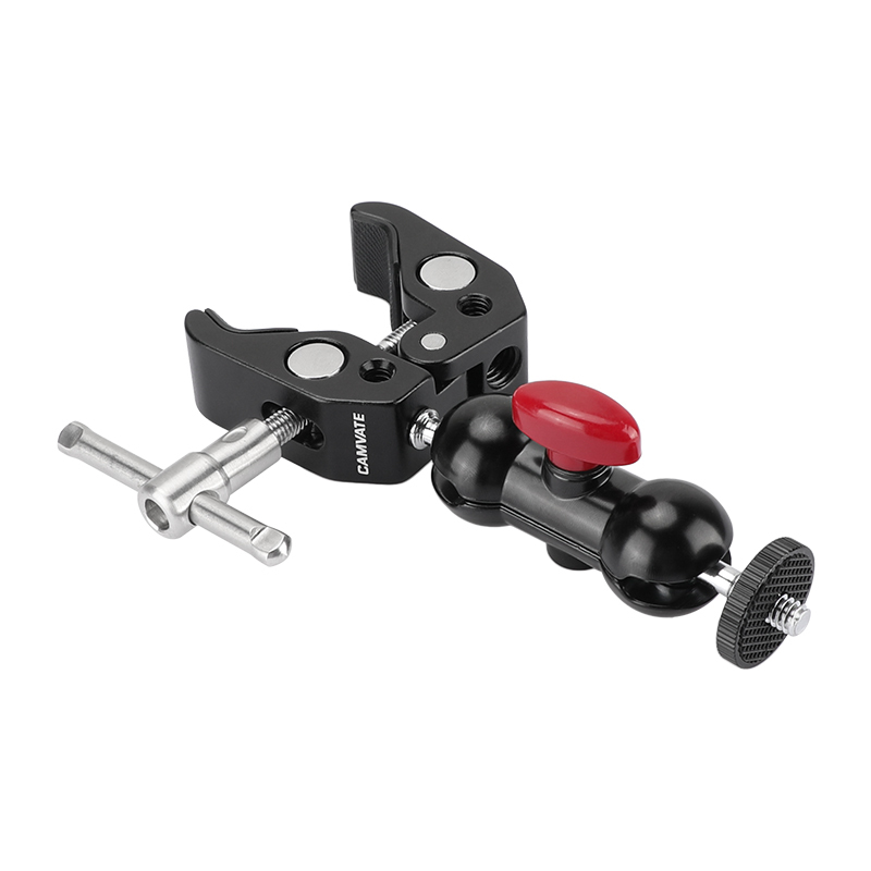 CAMVATE Pole Clamp Mount with Super Clamp and 360 degree Rotating Mini Ball Head for mini 7",8" Monitor