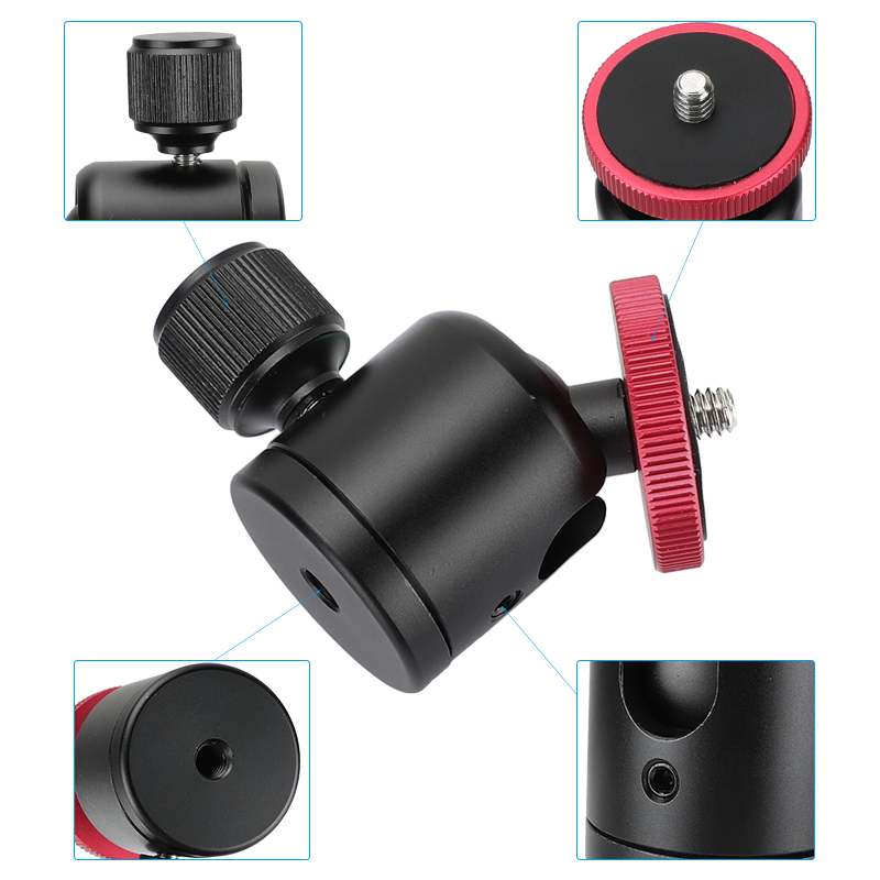 CAMVATE Versatile 360° Swivel Ball Head Holder With 1/4"-20 Male & Female Thread Mount And Thumbscrew Lock Knob