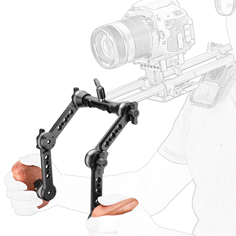CAMVATE (Upgraded Version) Wooden Handgrip Rig With Double Strengthening ARRI Rosette Magic Arms & 15mm Rod Clamp Upgraded Wingnut Lock Knob