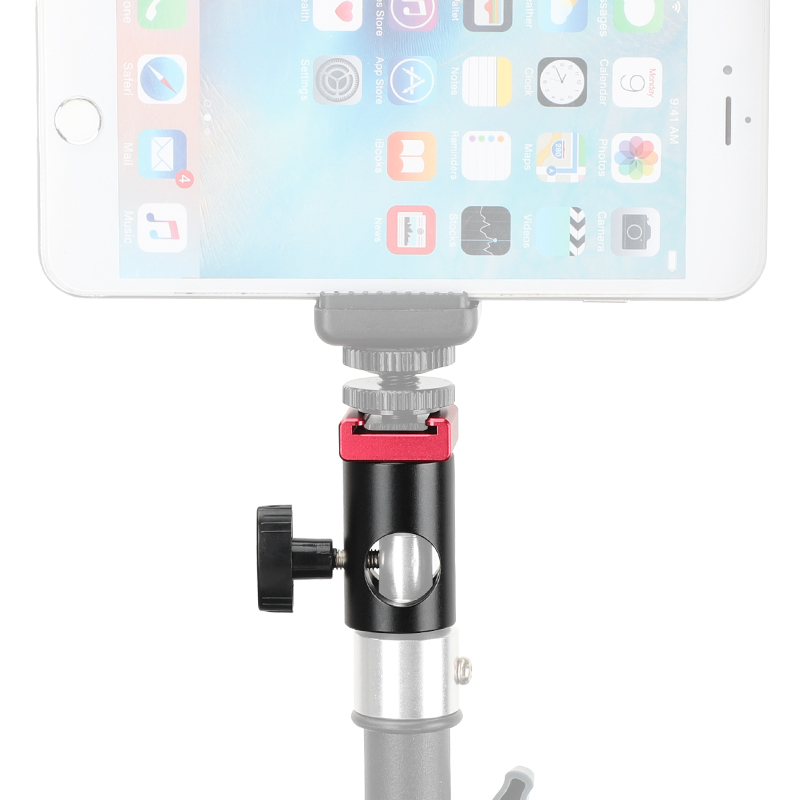 CAMVATE Light Stand Head With Red Cold Shoe Mount Adapter For Supporting Monitor / Smartphone