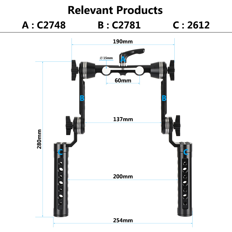 CAMVATE Aluminum Cheese Handgrip Rig With Strengthening ARRI Rosette Magic Arm & 15mm Rod Clamp Upgraded Wingnut Lock Knob