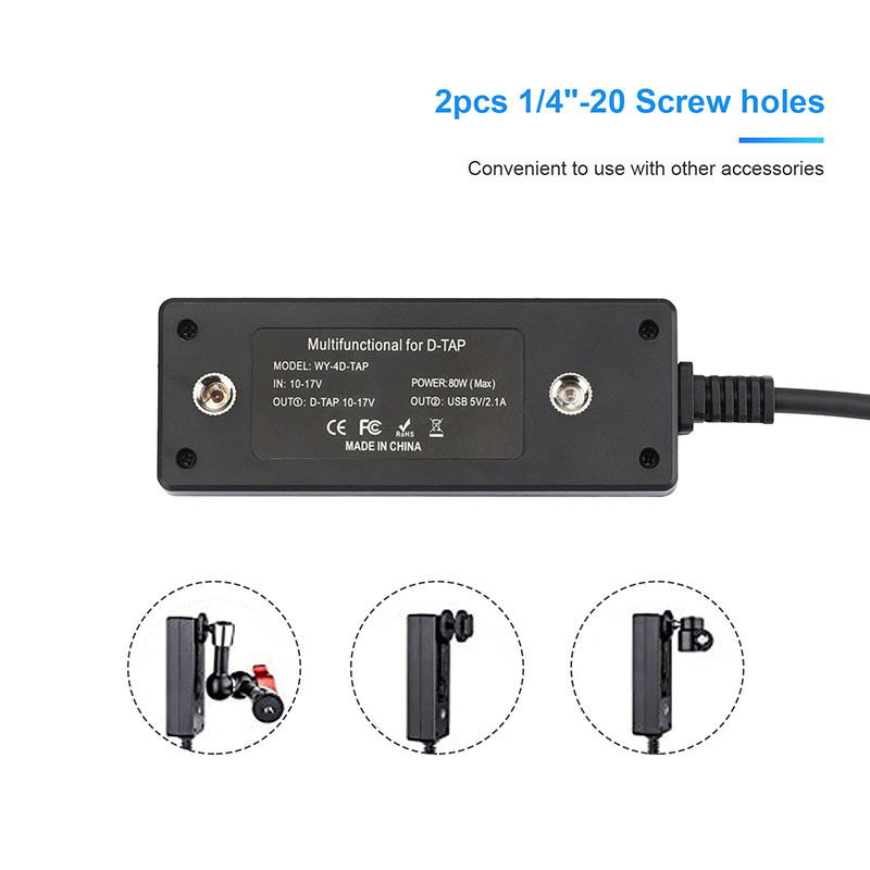 CAMVATE D-tap To 3P ×4 Female Port & USB Splitter Cable With Power Switch For V Mount Gold Mount Battery / Monitor / LED Video Light