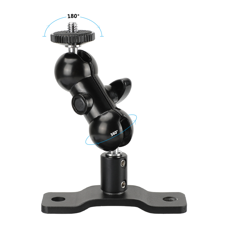 CAMVATE Double Mini Ball Head 1/4" Male Connector With Wall Mount Base For Smartphone / Camera Flashlight