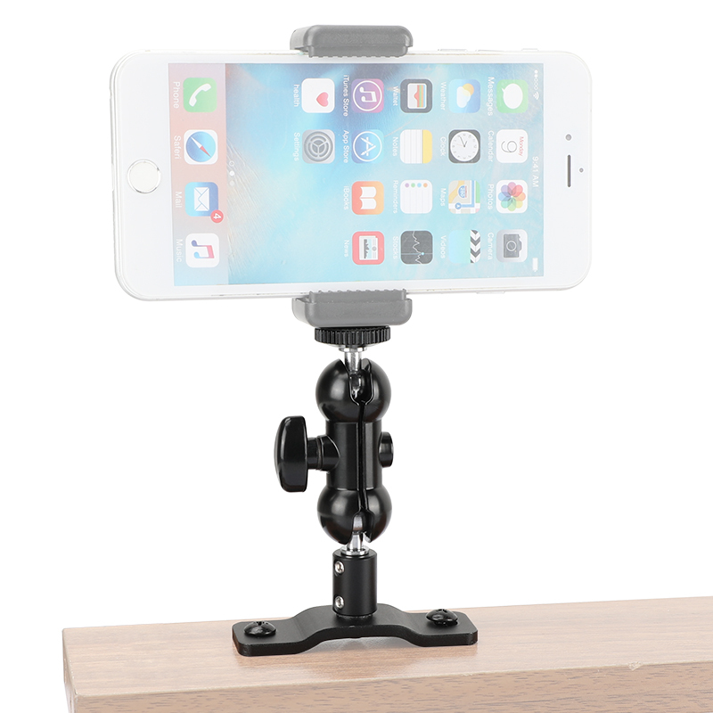 CAMVATE Double Mini Ball Head 1/4" Male Connector With Wall Mount Base For Smartphone / Camera Flashlight