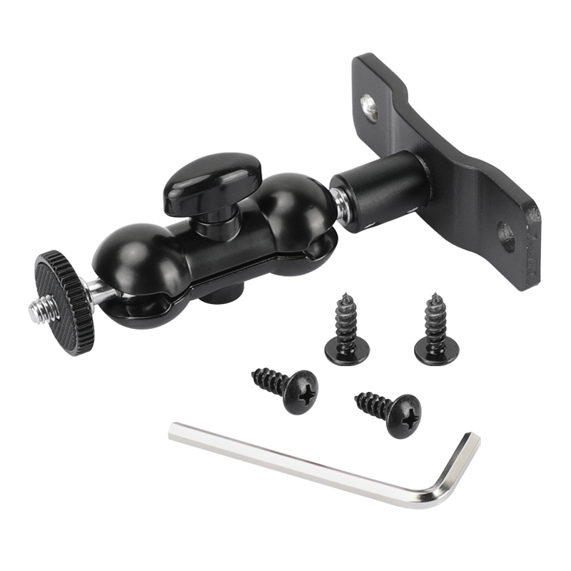 CAMVATE Double Mini Ball Head 1/4" Male Connector With Wall Mount Base For Smartphone / Camera Flashlight