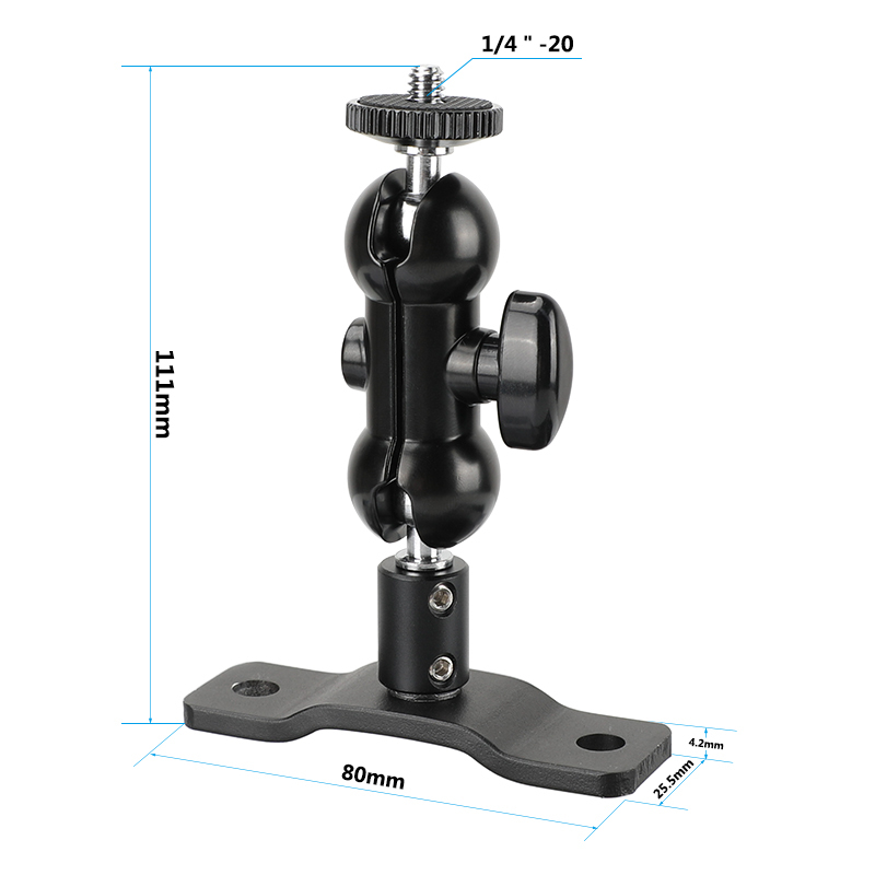 CAMVATE Double Mini Ball Head 1/4" Male Connector With Wall Mount Base For Smartphone / Camera Flashlight