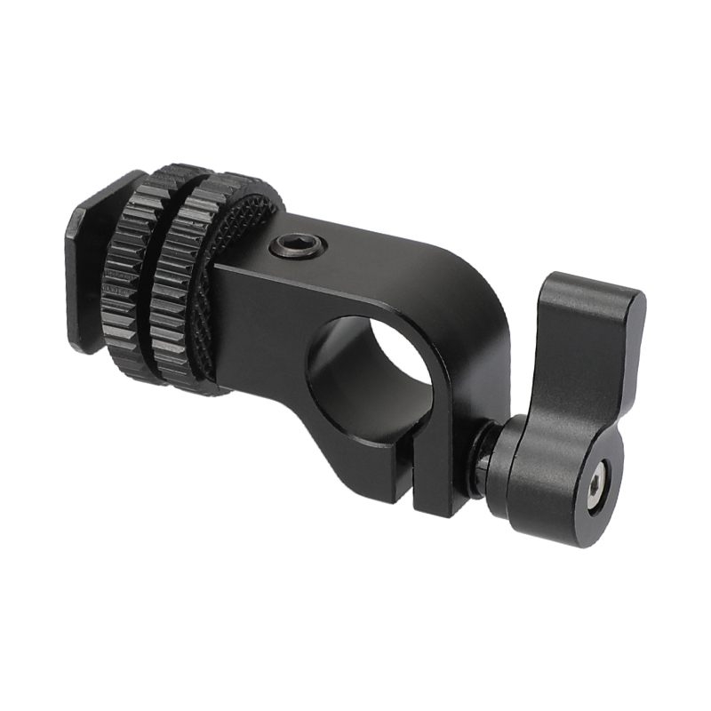 CAMVATE Standard 15mm Single Rod Holder Clamp With Shoe Mount Adapter & Double Lock Nuts