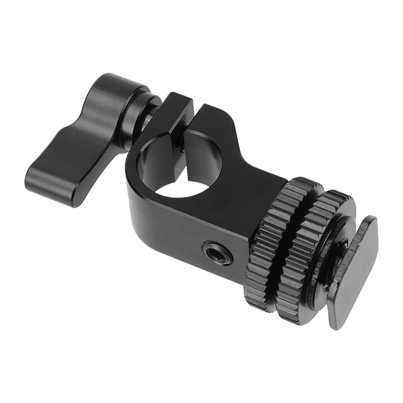 CAMVATE Standard 15mm Single Rod Holder Clamp With Shoe Mount Adapter & Double Lock Nuts