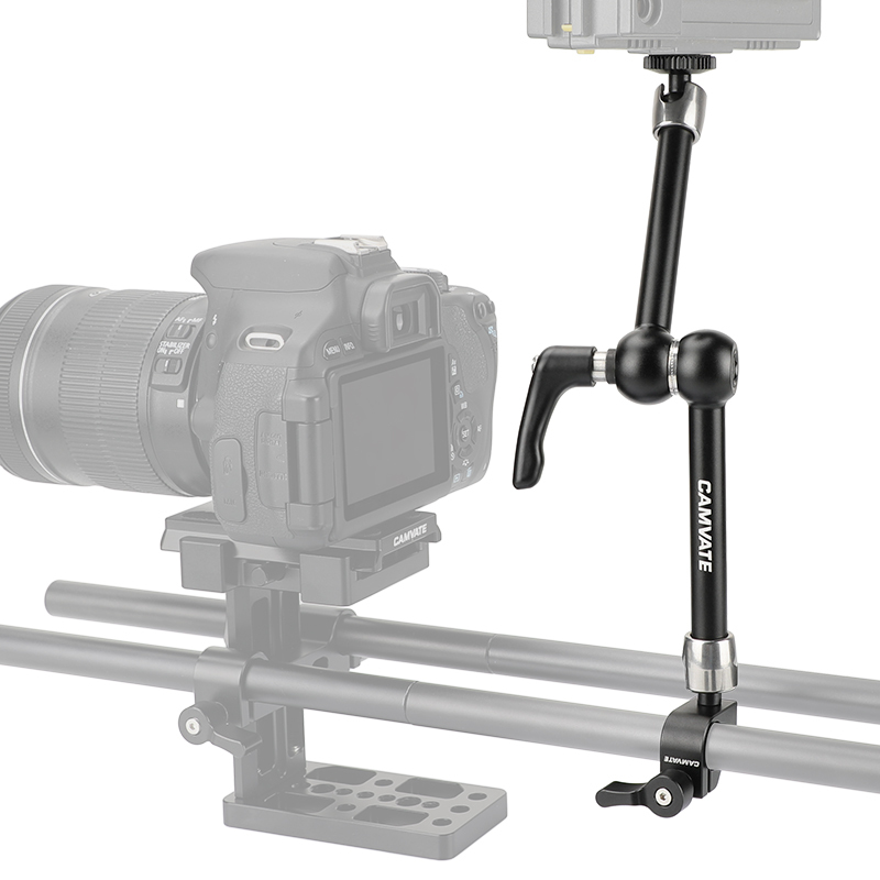 CAMVATE Upgraded 7.5" Articulating Magic Arm Ball Head 1/4" Connectors Strengthened Central Lock Knob With Single 15mm Rod Clamp