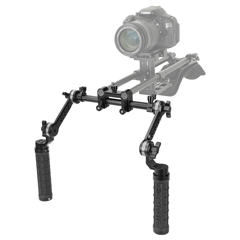 CAMVATE Adjustable Rubber Handgrip Kit With ARRI Rosette Magic Arm & Adjustable Central 15mm Railblock Adapter For Shoulder Rig