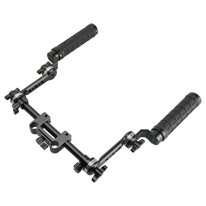 CAMVATE Adjustable Rubber Handgrip Kit With ARRI Rosette Magic Arm & Adjustable Central 15mm Railblock Adapter For Shoulder Rig