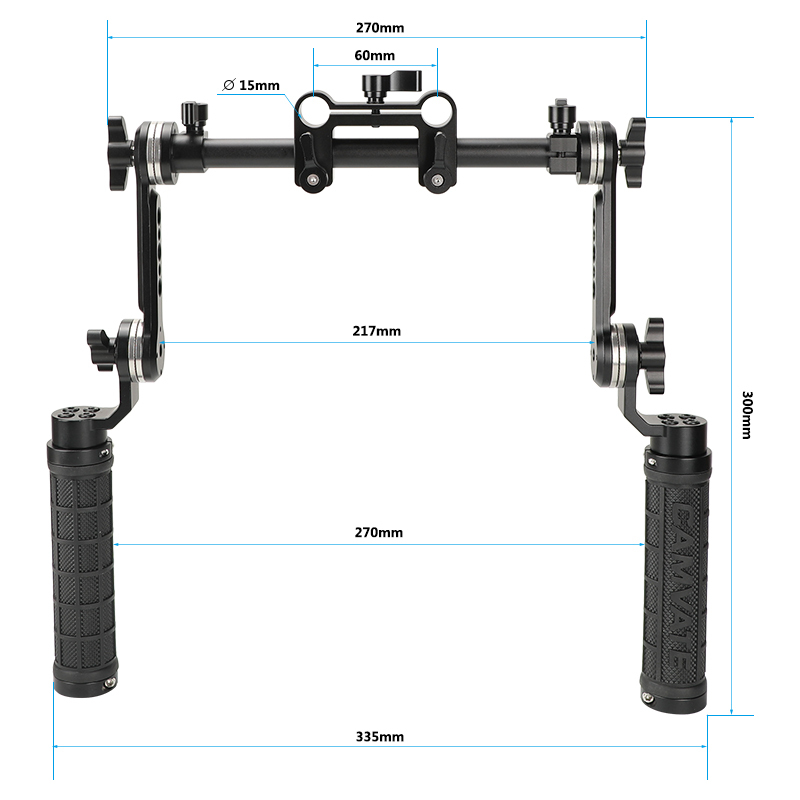 CAMVATE Adjustable Rubber Handgrip Kit With ARRI Rosette Magic Arm & Adjustable Central 15mm Railblock Adapter For Shoulder Rig