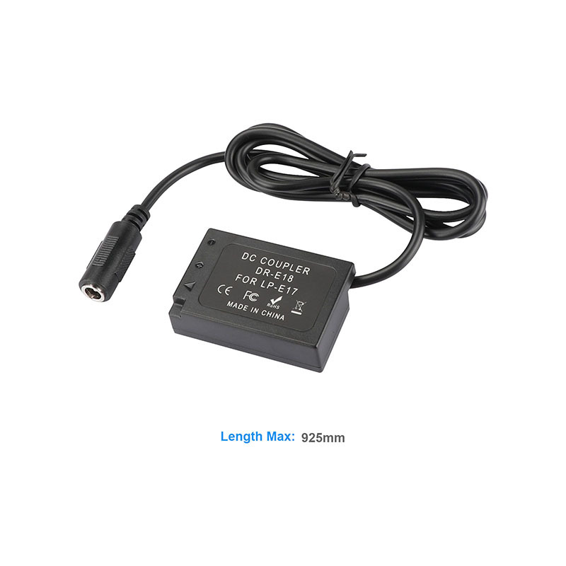 CAMVATE Canon LP-E17 (DR-E18) Double Dummy Batteries To 2.1mm Female & Male Plug DC Cables