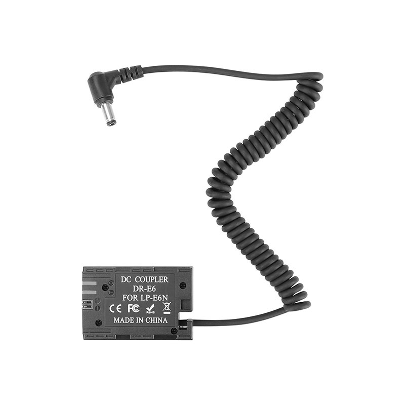 CAMVATE Canon LP-E6 (DR-E6) Double Dummy Batteries To 2.1mm Male and Female Plug DC Cables