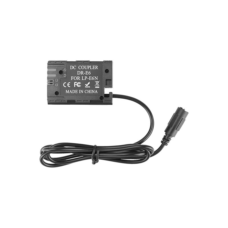 CAMVATE Canon LP-E6 (DR-E6) Double Dummy Batteries To 2.1mm Male and Female Plug DC Cables