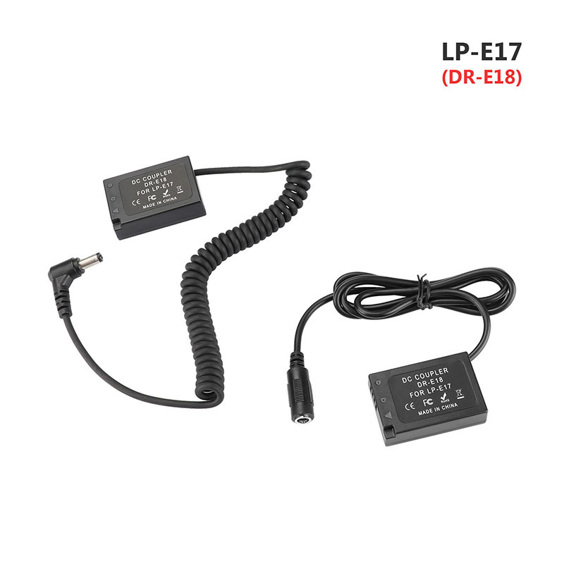 CAMVATE Canon LP-E17 (DR-E18) Double Dummy Batteries To 2.1mm Female & Male Plug DC Cables
