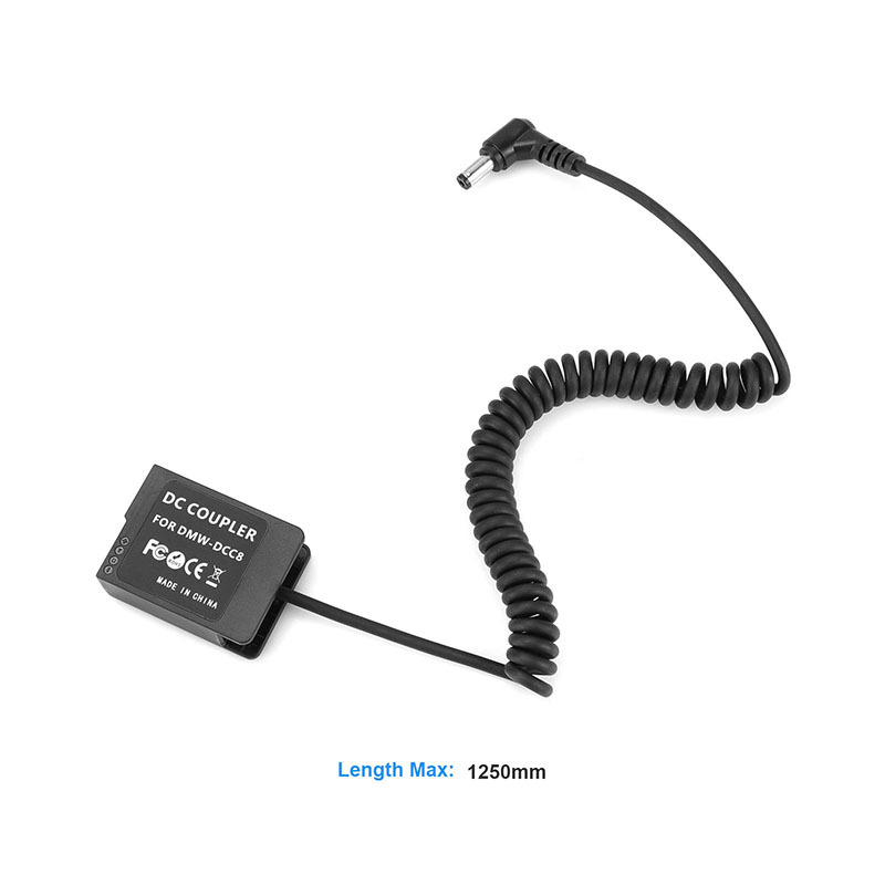 CAMVATE Panasonic Double DMW-BLC12 (DCC8) Dummy Batteries To 2.1mm Female & Male Plug DC Cables