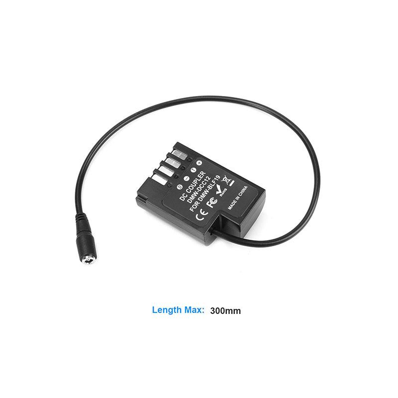 CAMVATE Panasonic Double DMW-BLF19 (DCC12) Dummy Batteries To 2.1mm Female & Male Plug DC Cables