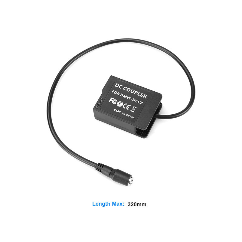 CAMVATE Panasonic Double DMW-BLC12 (DCC8) Dummy Batteries To 2.1mm Female & Male Plug DC Cables