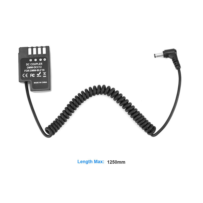 CAMVATE Panasonic Double DMW-BLF19 (DCC12) Dummy Batteries To 2.1mm Female & Male Plug DC Cables