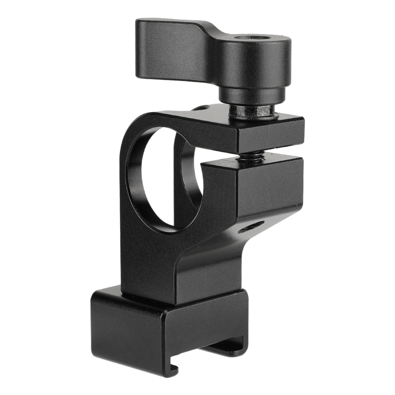 CAMVATE 19mm Single Rod Holder Rail Block With Cold Shoe Mount Adapter ...