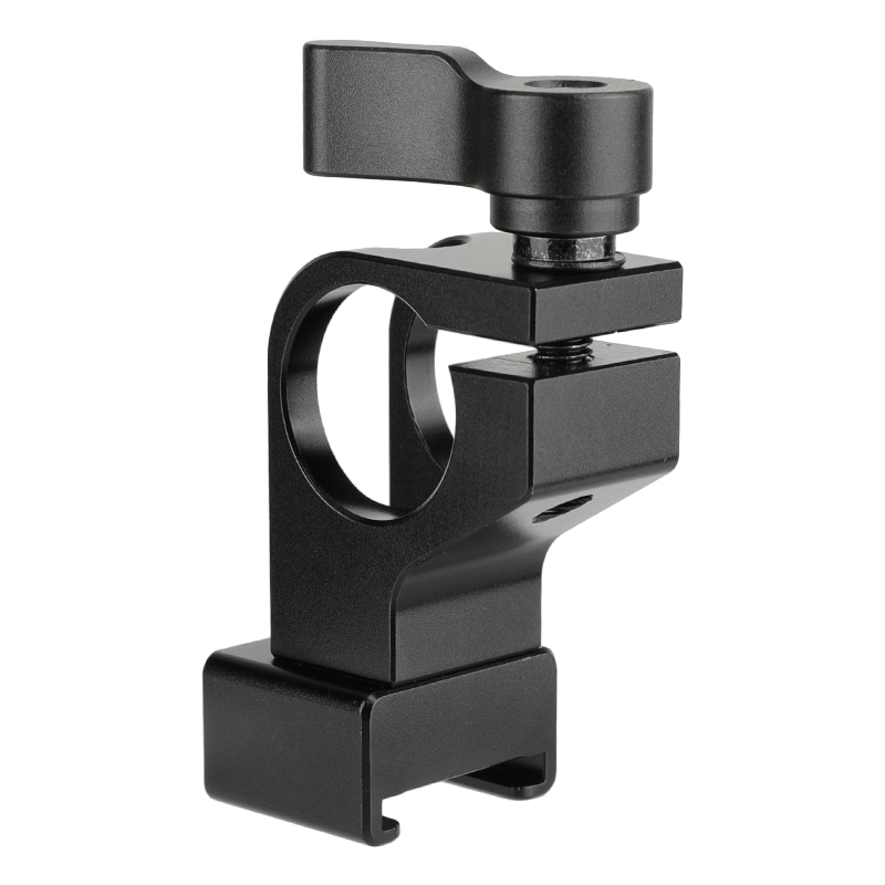 CAMVATE 19mm Single Rod Holder Rail Block With Cold Shoe Mount Adapter For Rod-based Camera Accessories