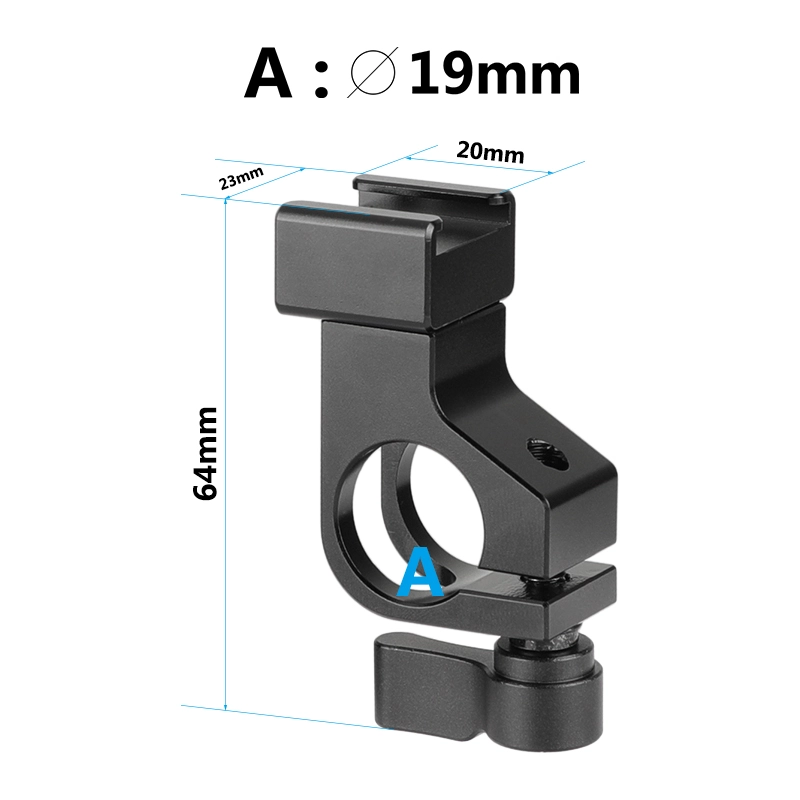 CAMVATE 19mm Single Rod Holder Rail Block With Cold Shoe Mount Adapter ...