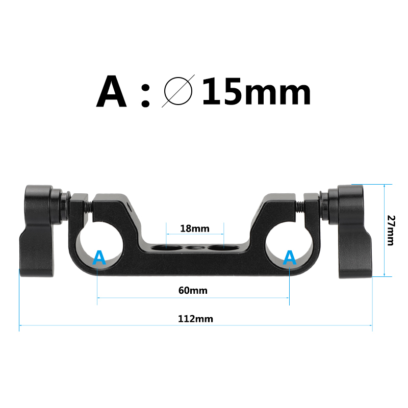 CAMVATE 15mm Railblock Rod Holder With Central Unthreaded 1/4" Mounting Points For Horizontally-mounted Rod Support