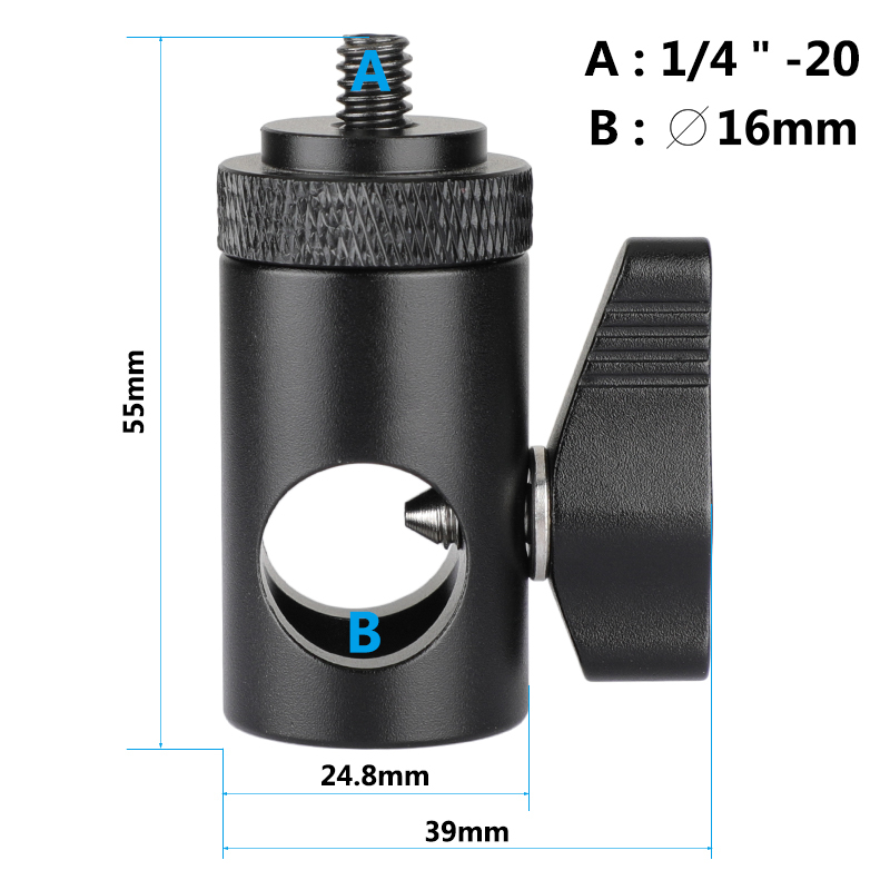 CAMVATE 16mm Light Stand Head (Upgraded Ratchet Knob) With 1/4" Thread Screw Mount For DSLR Camera Monitor / Flashlight