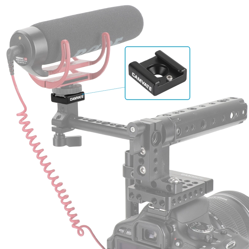 CAMVATE 1/4" Hot Cold Shoe Mount fr Flash Light DSLR Rig Blackmagic Cinema Camera Cage