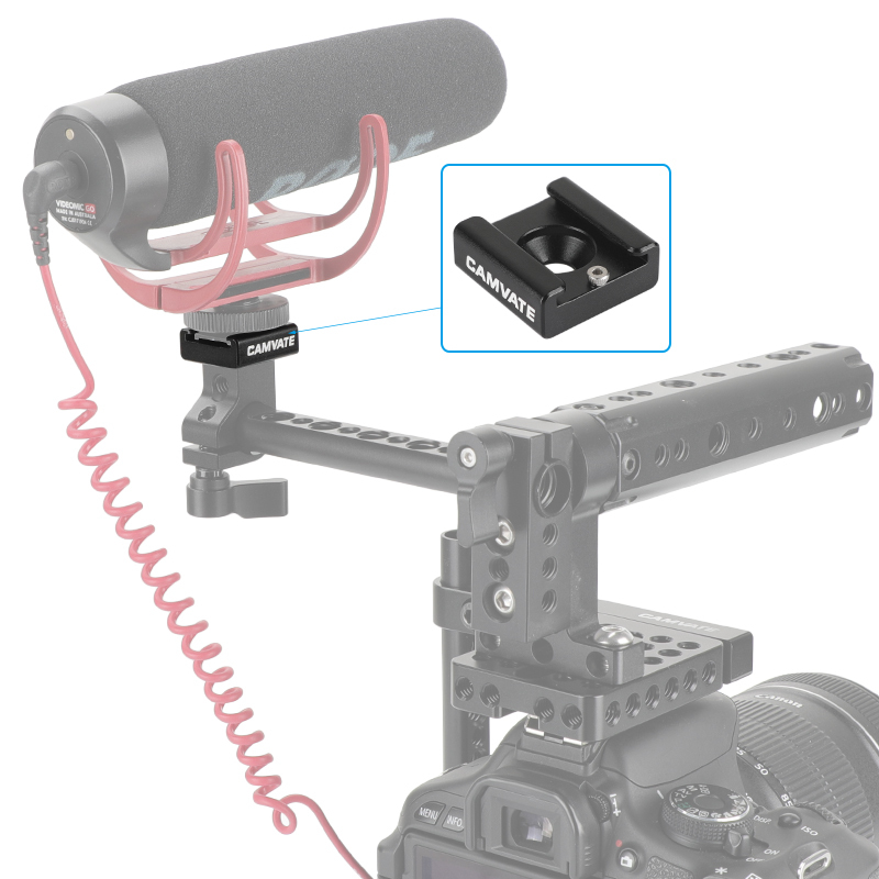 CAMVATE 1/4" Hot Cold Shoe Mount fr Flash Light DSLR Rig Blackmagic Cinema Camera Cage