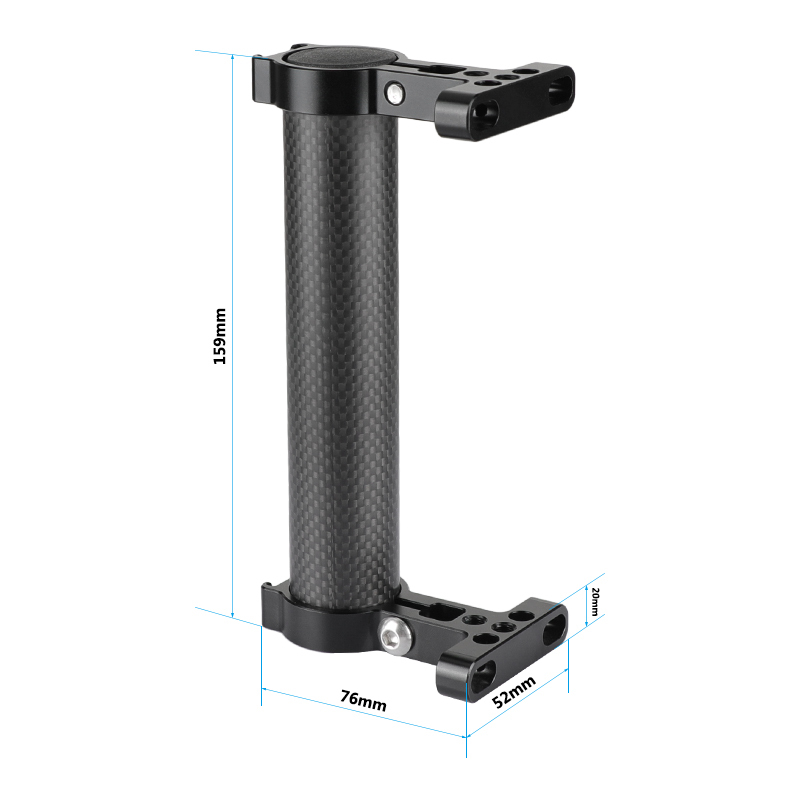 CAMVATE Universal Top Handgrip (Carbon Fiber Made) With 1/4" Mounting Points & Double Shoe Mounts For DSLR Camera Cage Kit